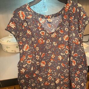 Old Navy Floral Blouse - Navy and Orange